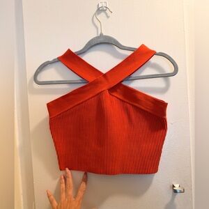 Glassons Ribbed Crop Top | Burnt Orange | Size M